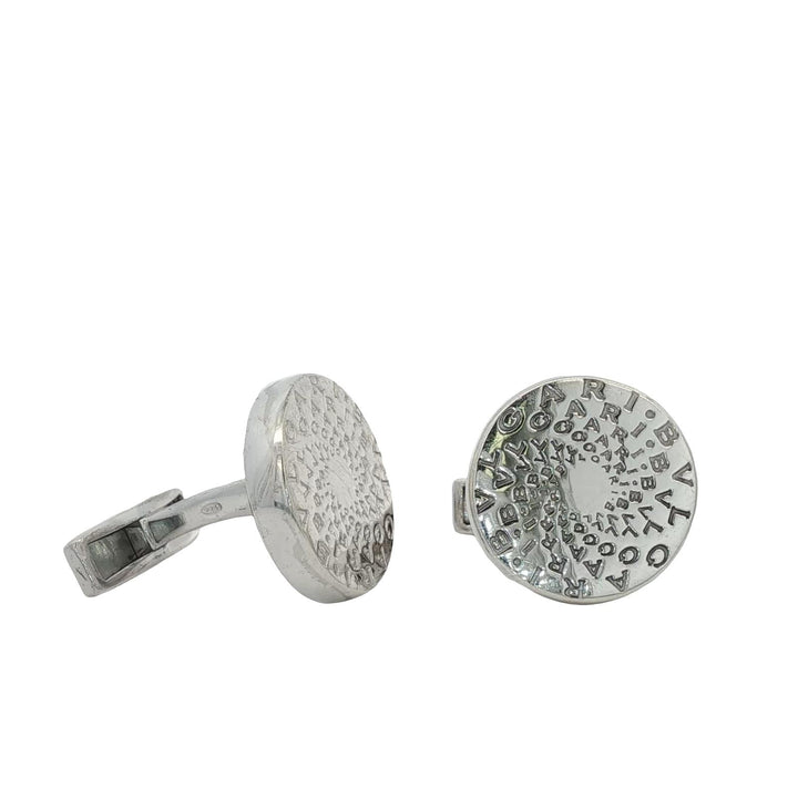 Late 20th Century Bvlgari Sterling Silver Round Logo Cufflinks