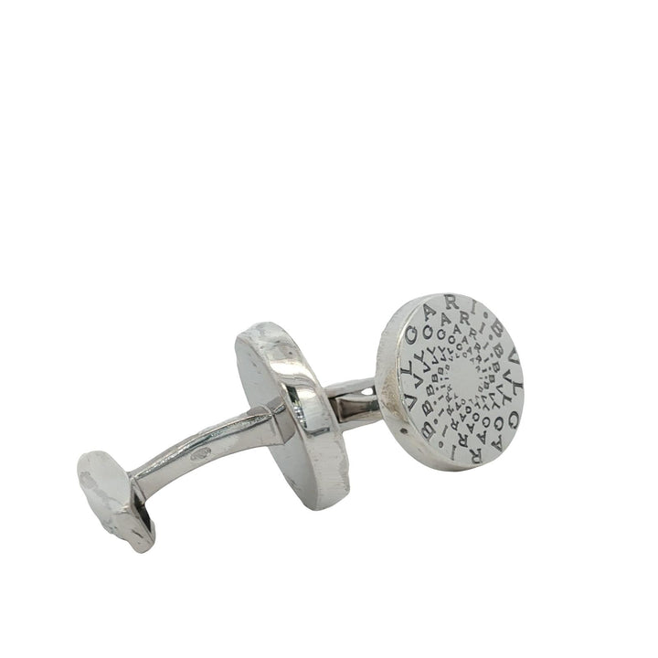 Late 20th Century Bvlgari Sterling Silver Round Logo Cufflinks