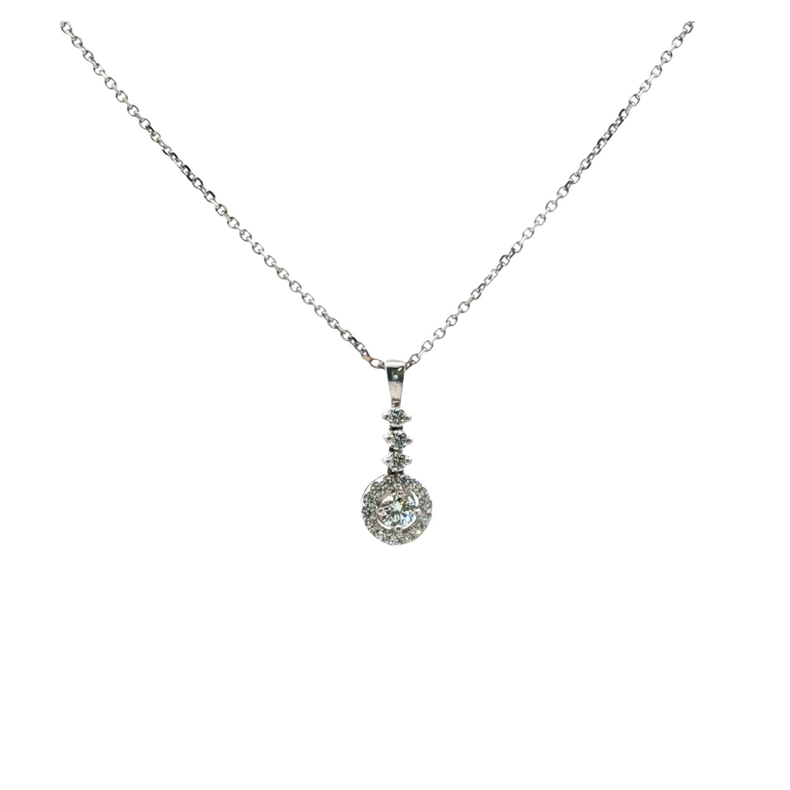 Diamond Drop 18 Karat White Gold Pendant Necklace