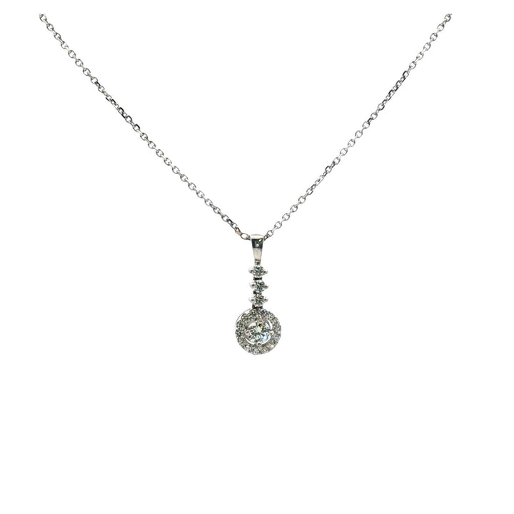 Diamond Drop 18 Karat White Gold Pendant Necklace