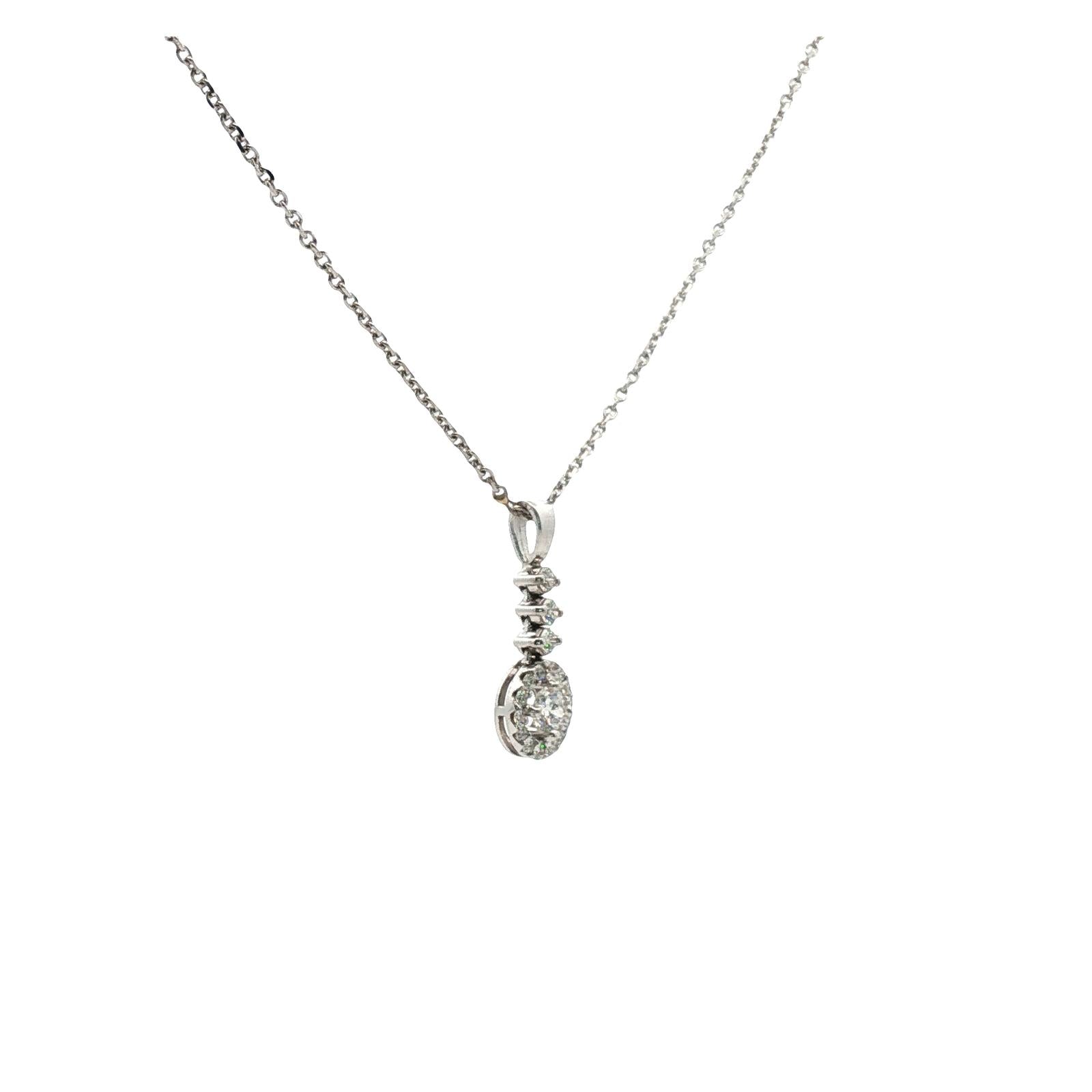Diamond Drop 18 Karat White Gold Pendant Necklace