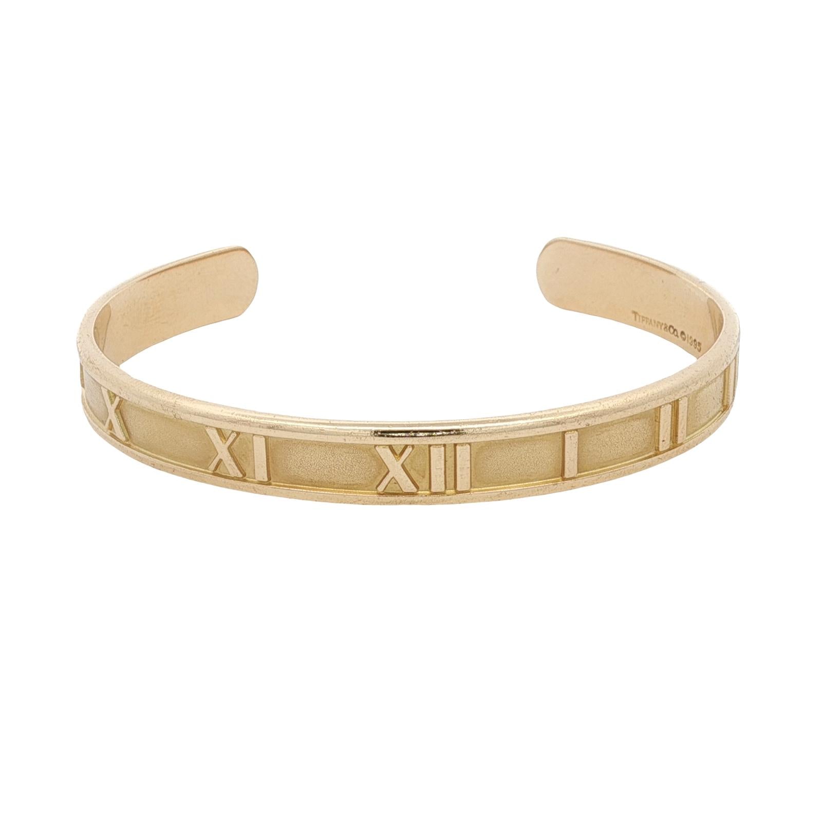 Tiffany & Company Atlas Cuff 18 Karat Yellow Gold Vintage Cuff Bracelet Italy