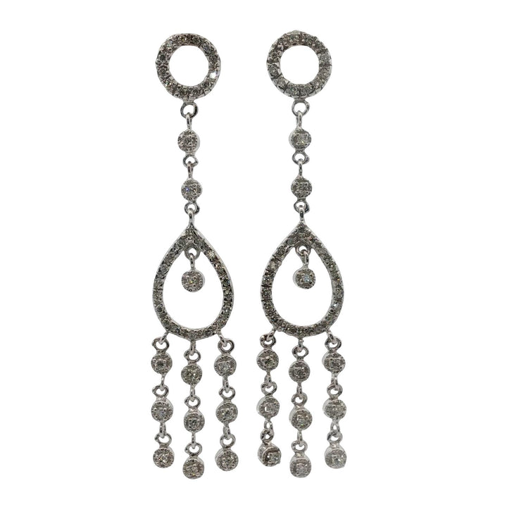 Diamond Dangle 14 Karat White Gold Modern Drop Earrings
