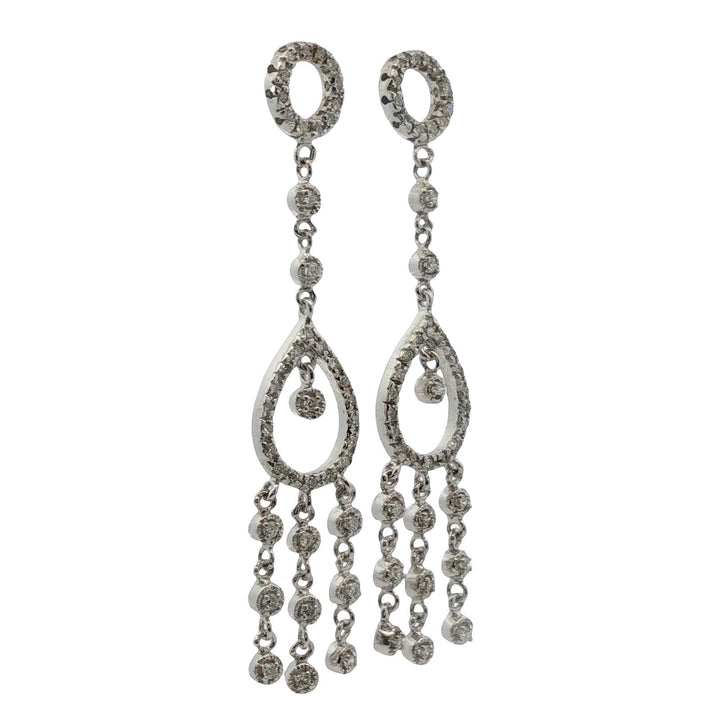 Diamond Dangle 14 Karat White Gold Modern Drop Earrings