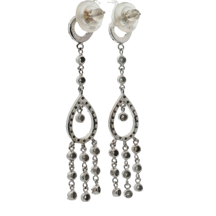 Diamond Dangle 14 Karat White Gold Modern Drop Earrings