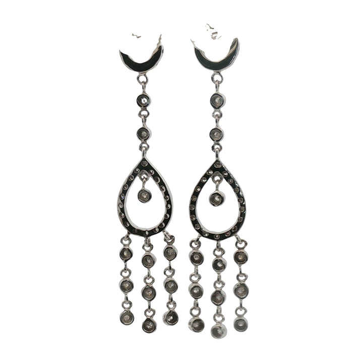 Diamond Dangle 14 Karat White Gold Modern Drop Earrings