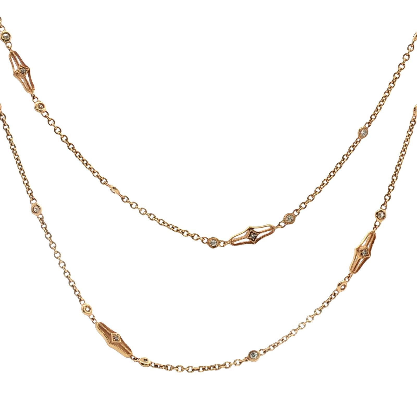 Diamond By The Yard 14 Karat Yellow Gold 36 Inch Link Necklace Gabriel & Co.