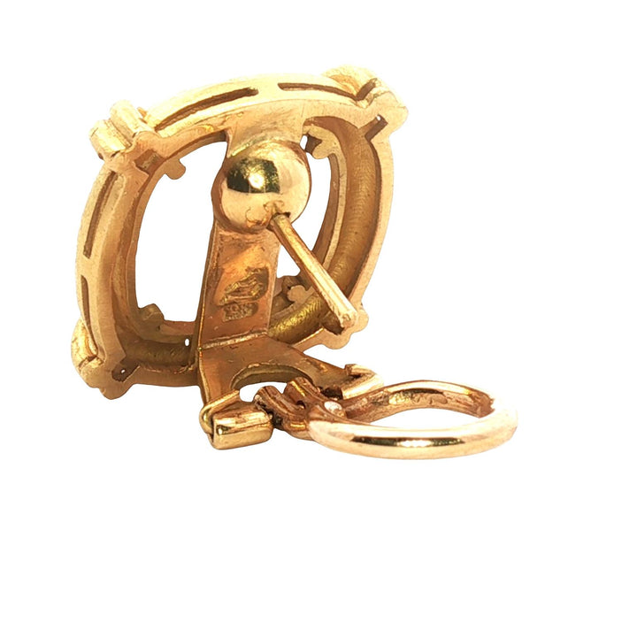 Elizabeth Locke Intaglio Pink Venetian Glass 19 Karat Yellow Gold Earrings