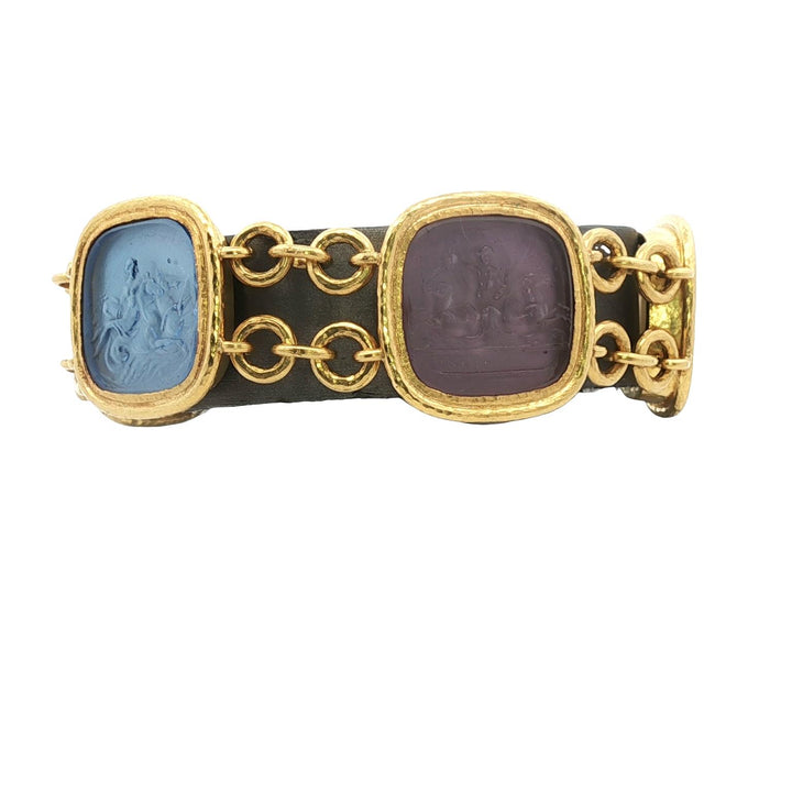 Elizabeth Locke Venetian Glass Intaglio 19 Karat Yellow Gold Link Bracelet