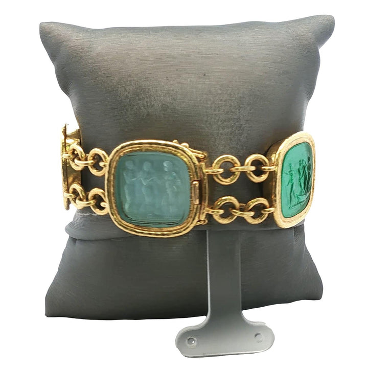 Elizabeth Locke Venetian Glass Intaglio 19 Karat Yellow Gold Link Bracelet