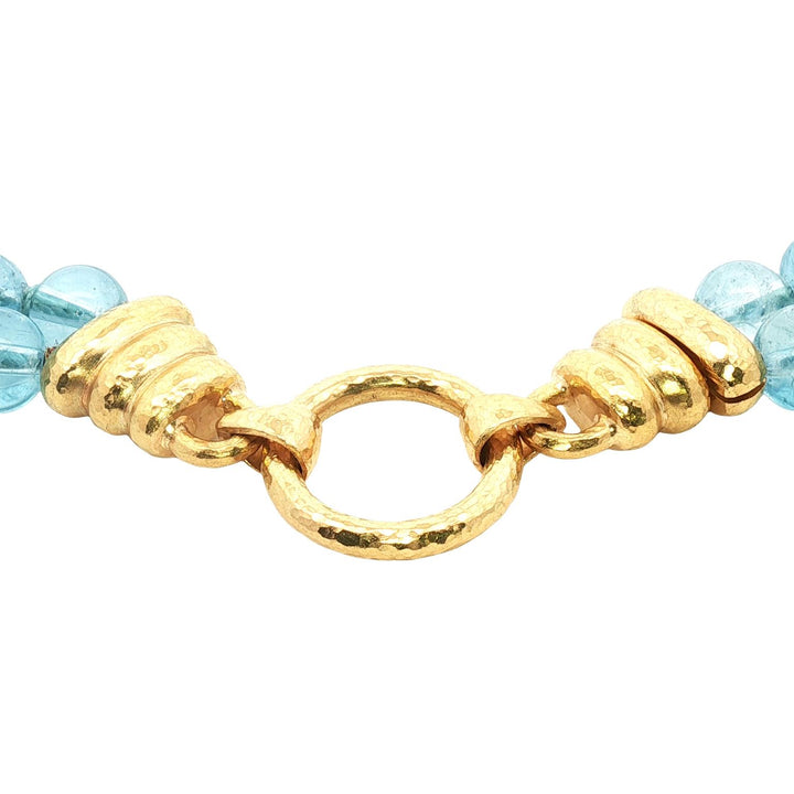 Elizabeth Locke Aquamarine Bead Double Strand 19KYG Versatile Clasp Necklace