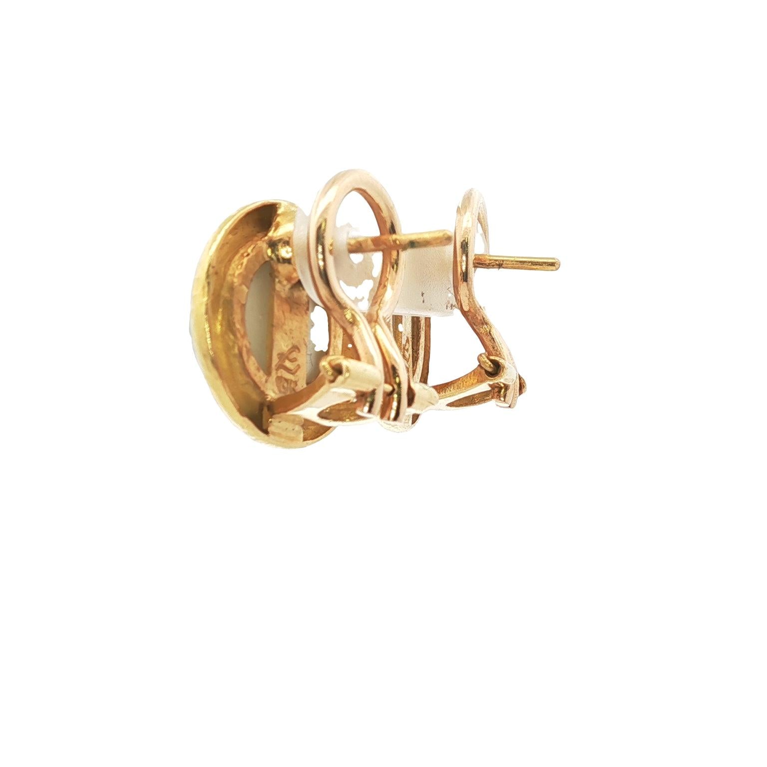 Elizabeth Locke Aquamarine 19KYG Round Leverback Earrings