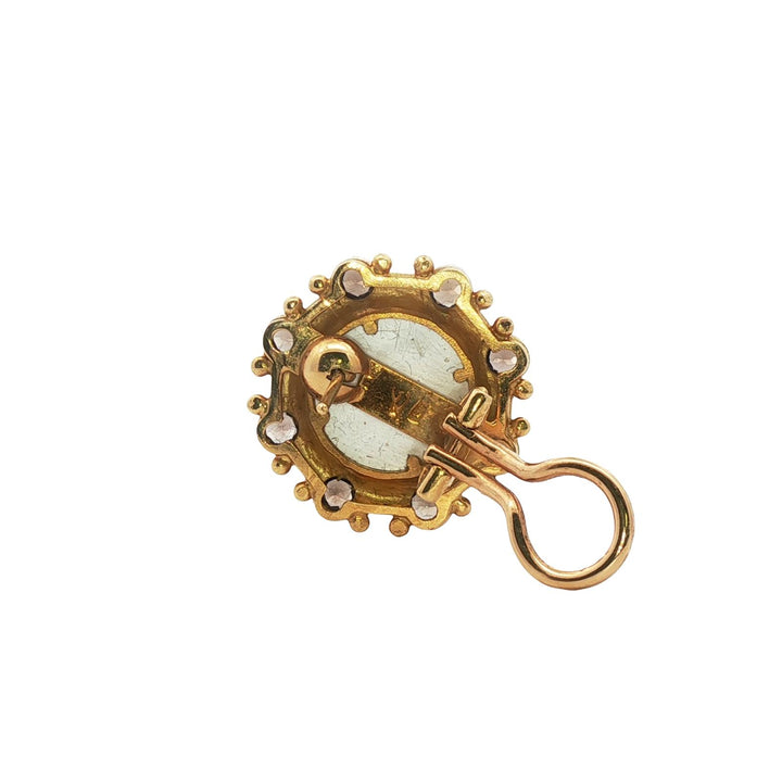 Elizabeth Locke Intaglio Brown Stone Round Earrings 19KYG