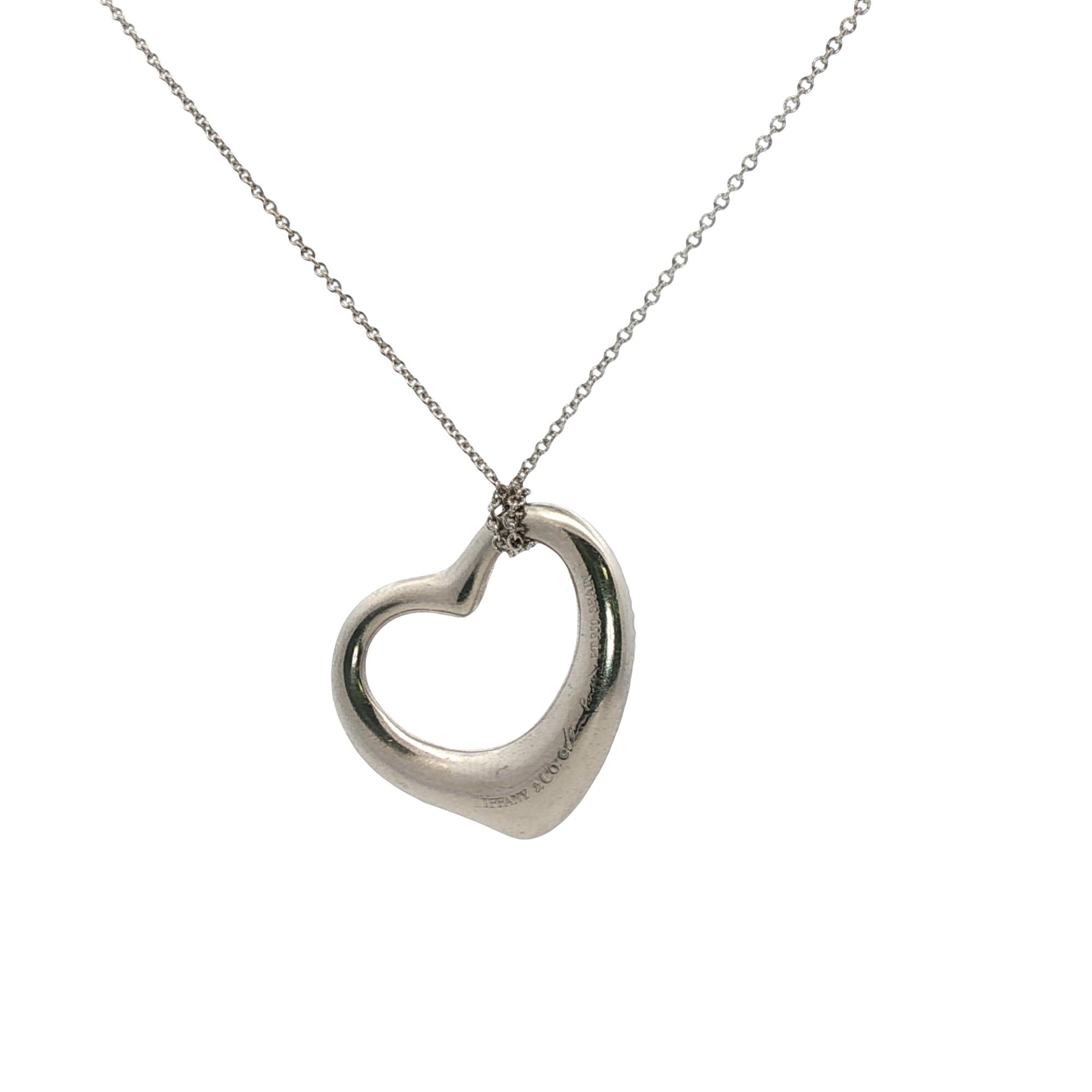 Tiffany & Co. Elsa Peretti Platinum Pavé Diamond Open Heart Pendant Ne