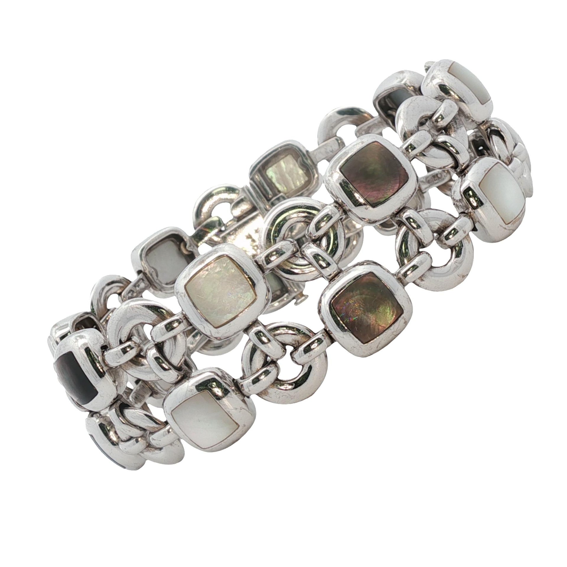 Van Cleef & Arpels Babylone Mother Of Pearl Two Row 18K White Gold Link Bracelet