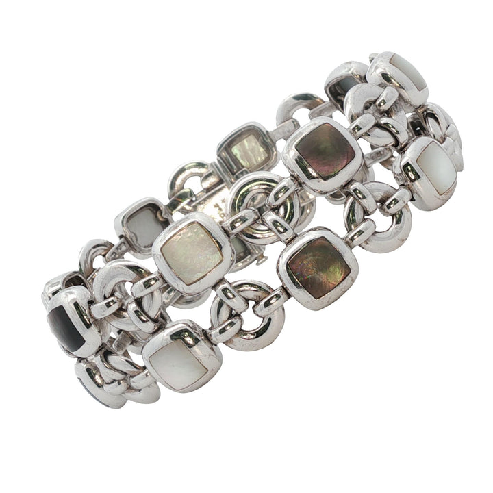 Van Cleef & Arpels Babylone Mother Of Pearl Two Row 18K White Gold Link Bracelet