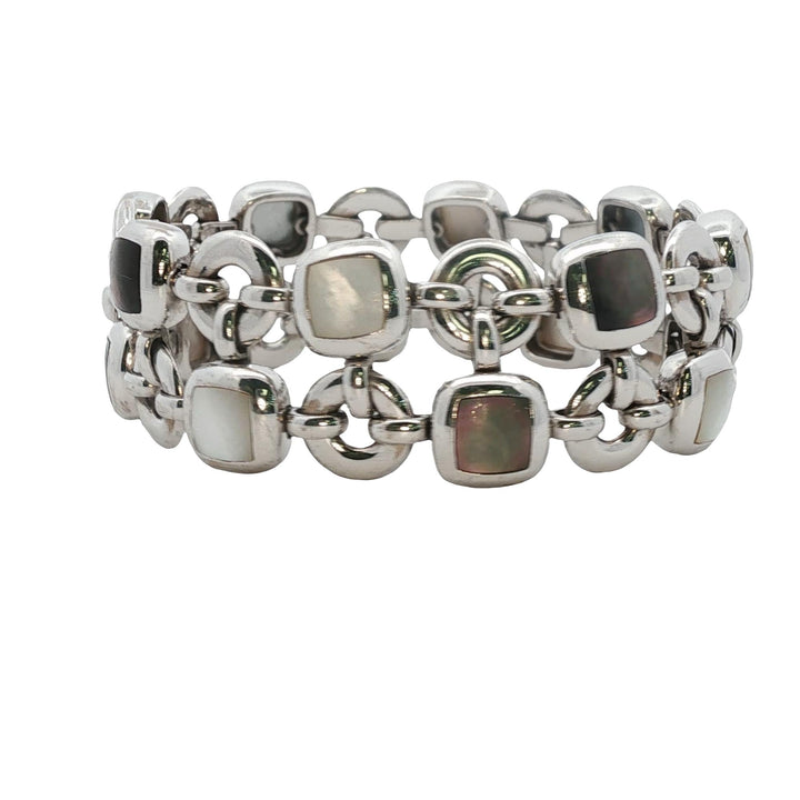 Van Cleef & Arpels Babylone Mother Of Pearl Two Row 18K White Gold Link Bracelet