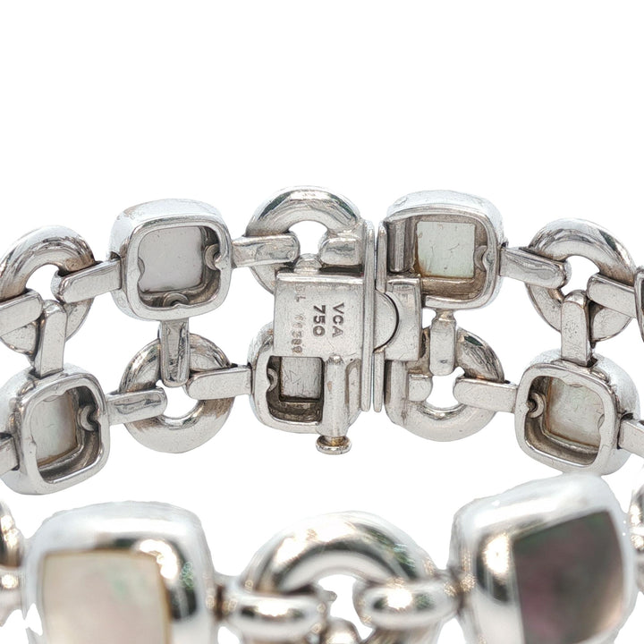 Van Cleef & Arpels Babylone Mother Of Pearl Two Row 18K White Gold Link Bracelet