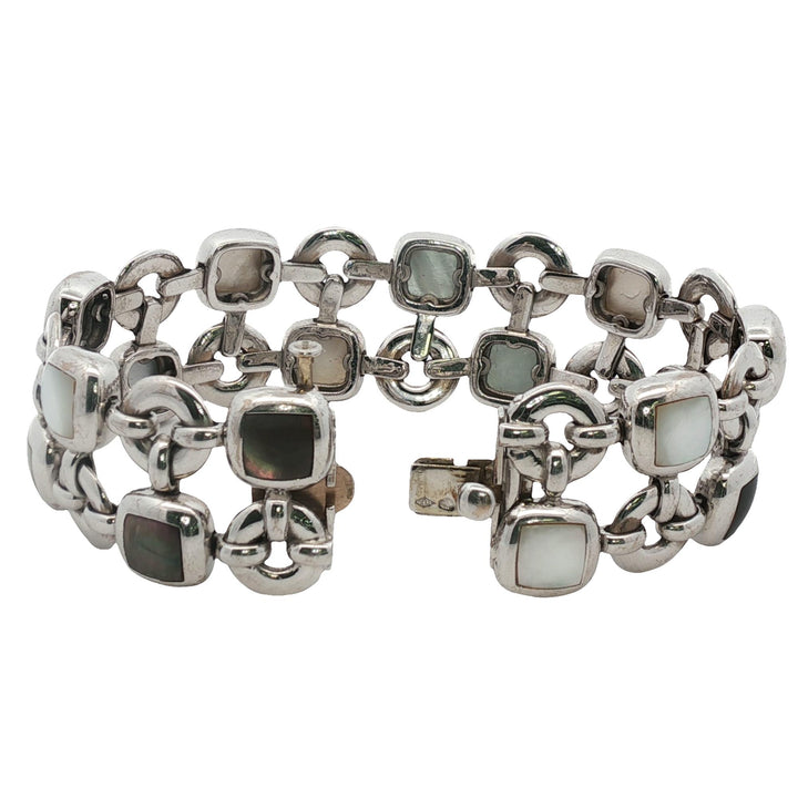 Van Cleef & Arpels Babylone Mother Of Pearl Two Row 18K White Gold Link Bracelet