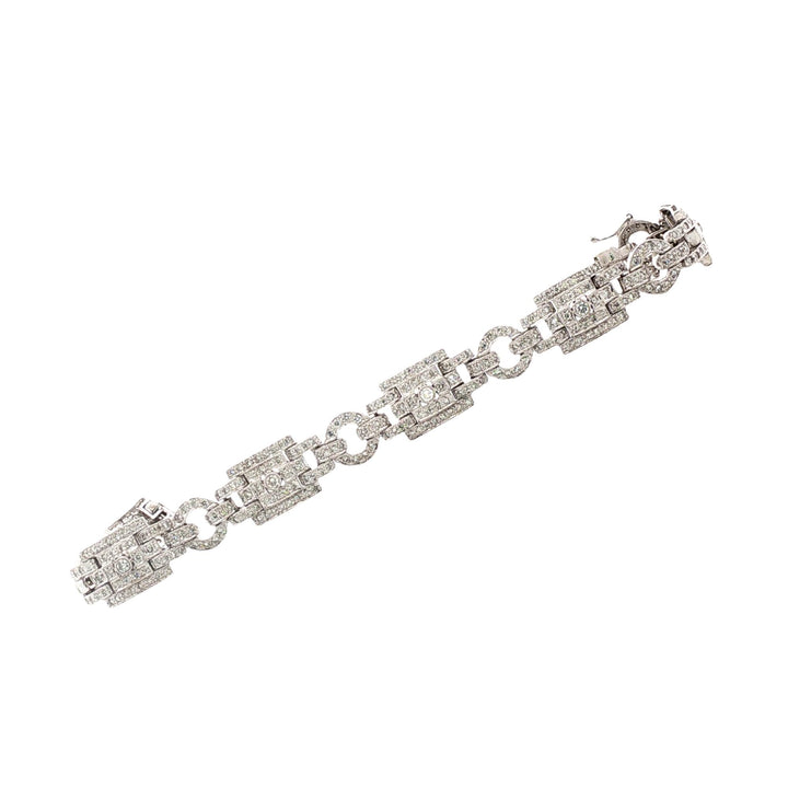 1960's Diamond 14 Karat White Gold Vintage Link Bracelet