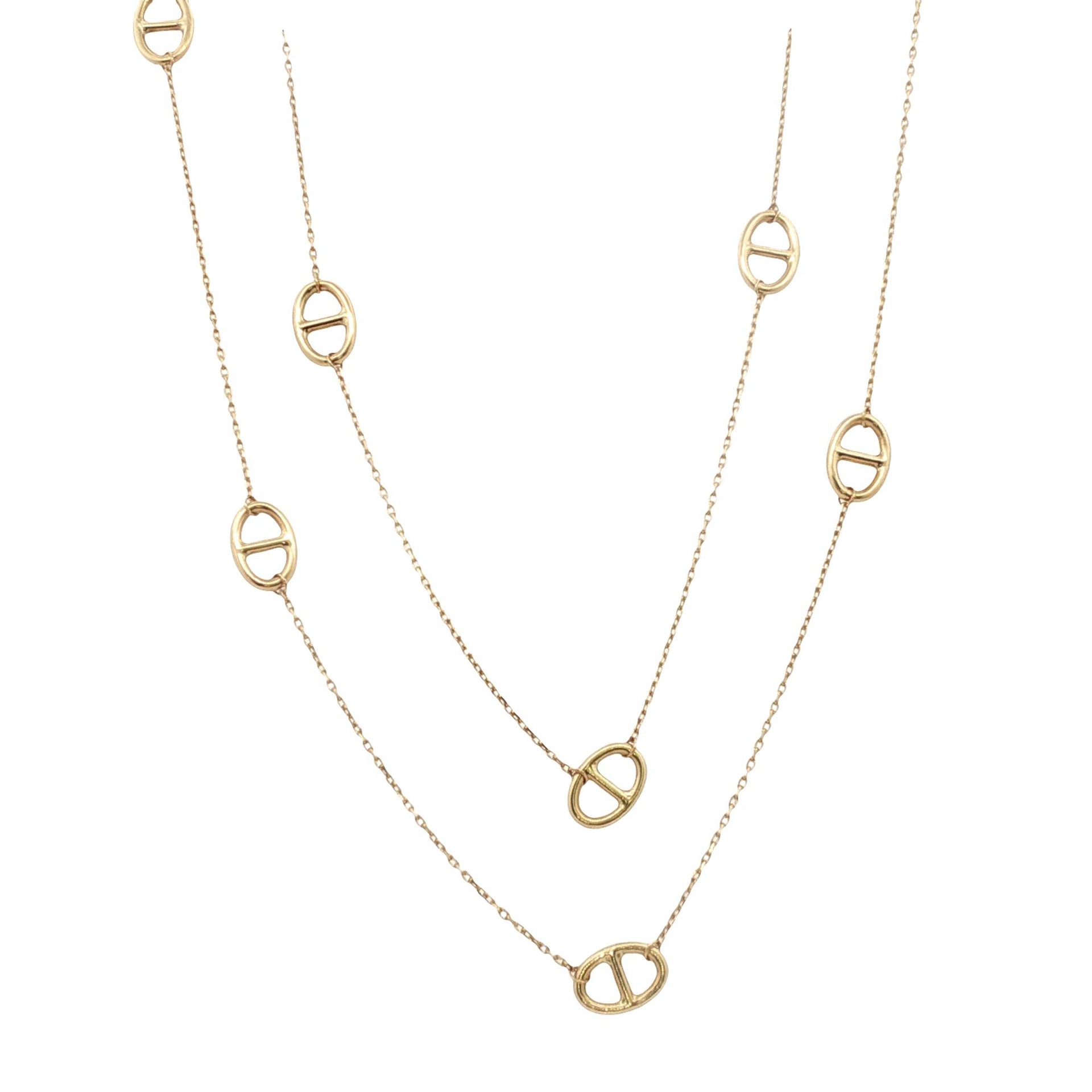 Yellow Karat Yellow Gold 'Horse Bit' Link 24 Inch Necklace