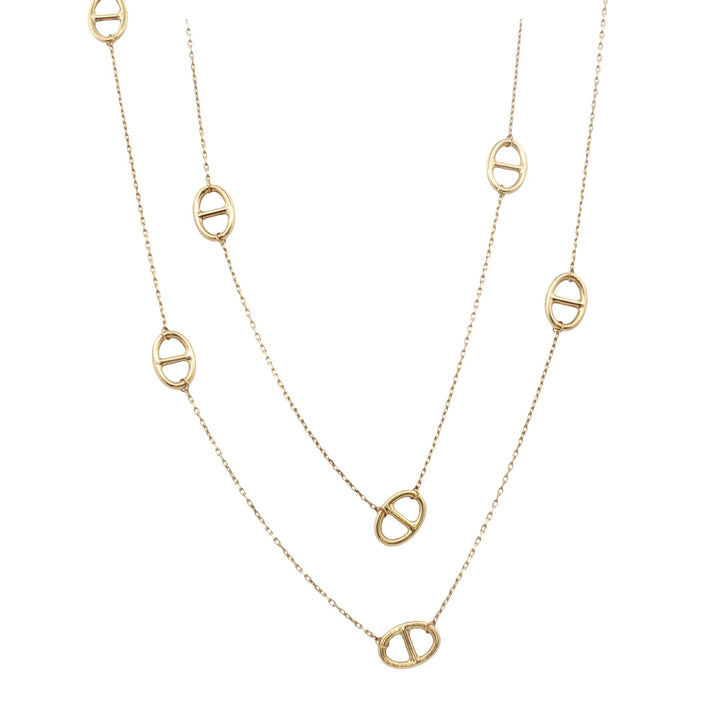 Yellow Karat Yellow Gold 'Horse Bit' Link 24 Inch Necklace