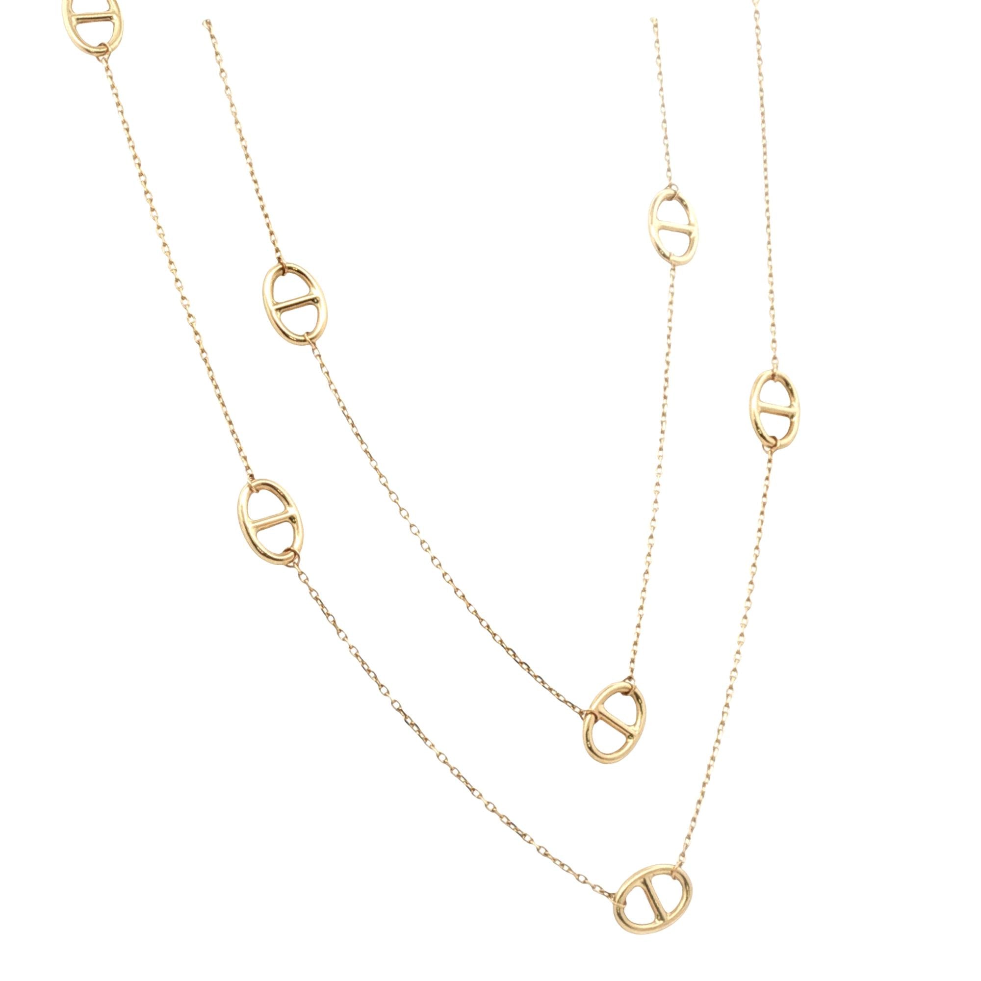 Yellow Karat Yellow Gold 'Horse Bit' Link 24 Inch Necklace