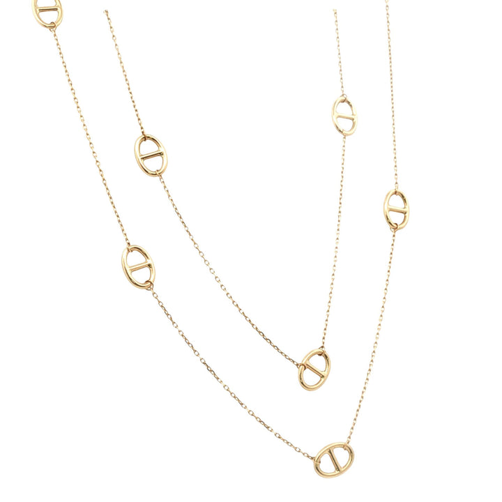Yellow Karat Yellow Gold 'Horse Bit' Link 24 Inch Necklace