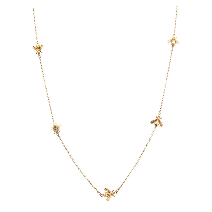 14 Karat Yellow Gold Bumble Bee Station 18 Inch Link Necklace