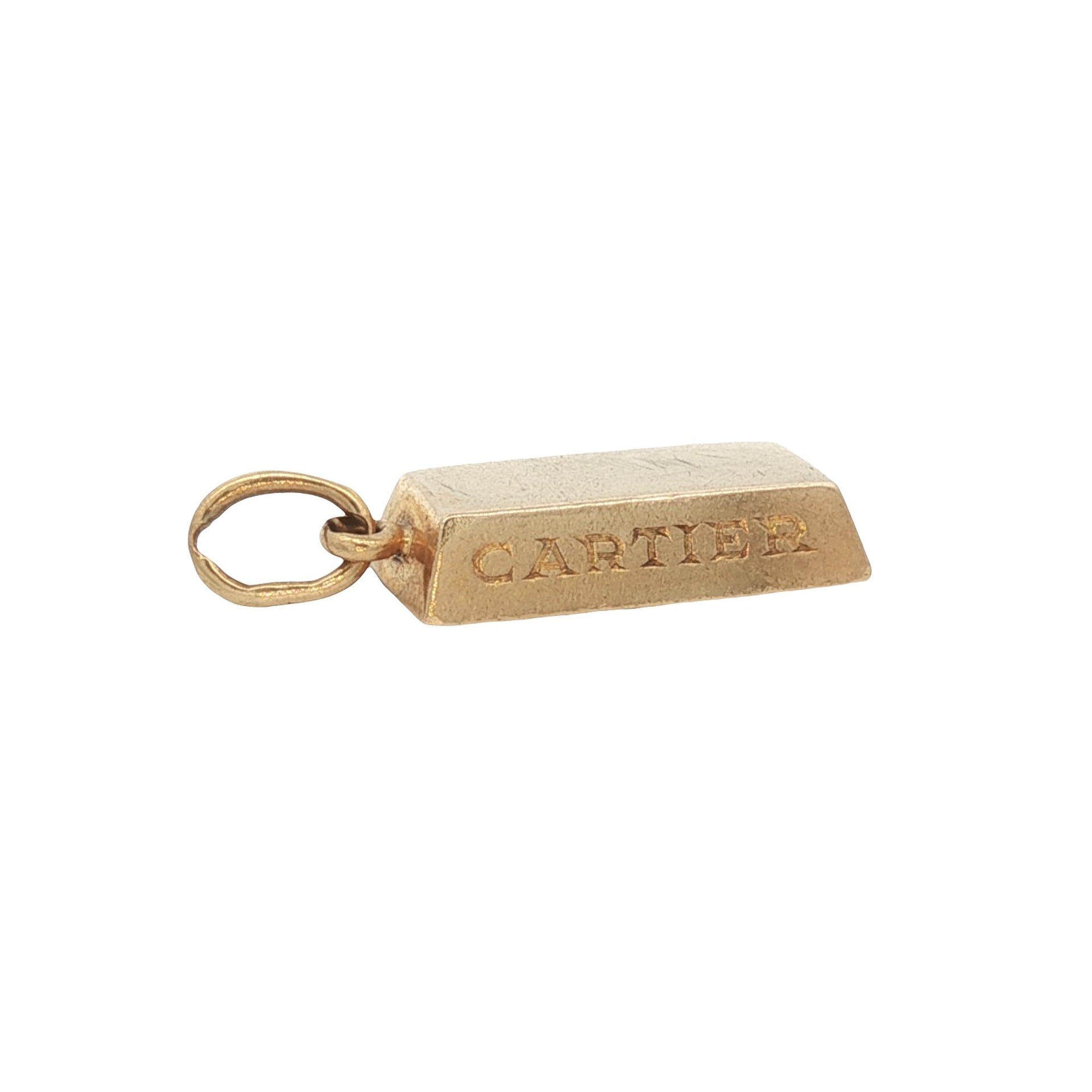 Cartier 1/4 Ounce 18 Karat Yellow Gold Collectable Vintage Bar Charm