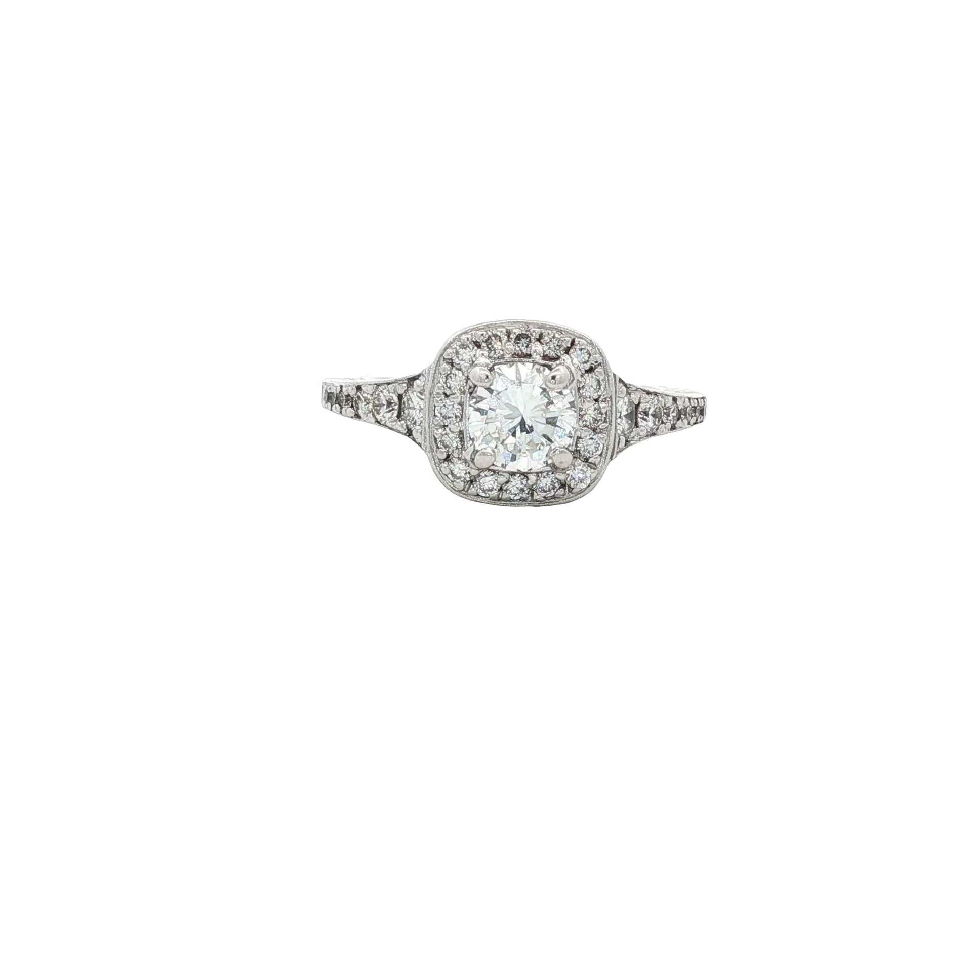 Diamond Halo White Gold Engagement Ring Modern