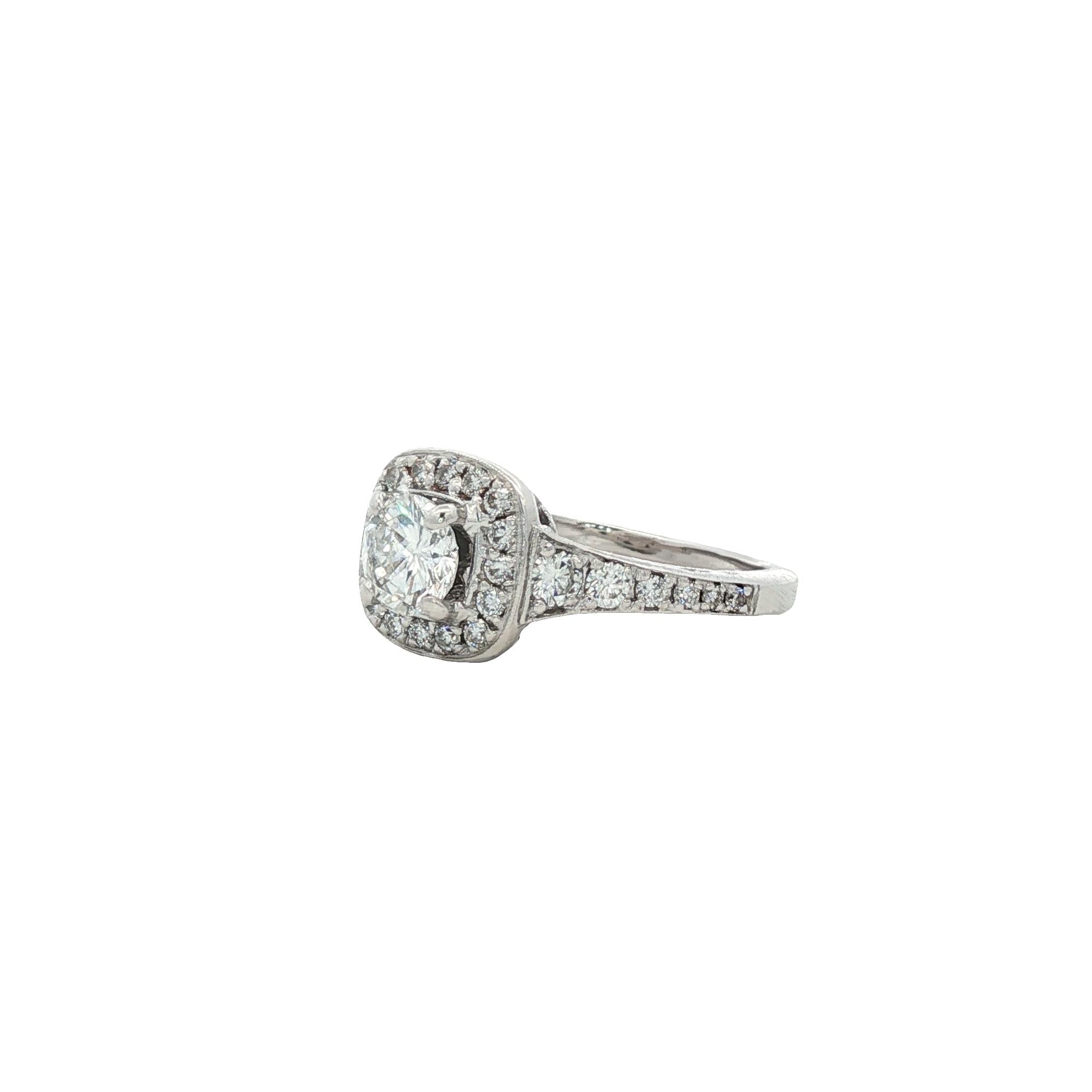 Diamond Halo White Gold Engagement Ring Modern