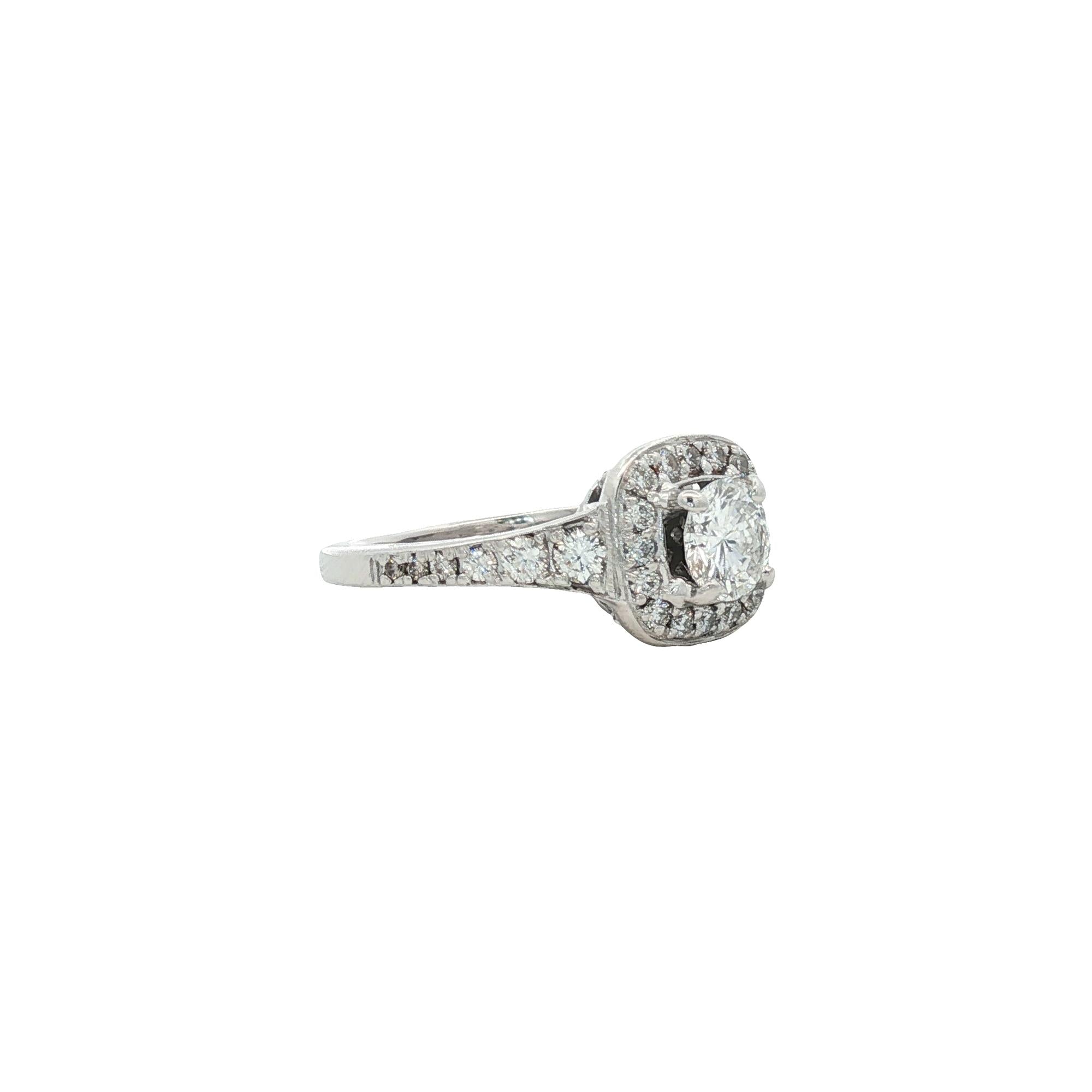 Diamond Halo White Gold Engagement Ring Modern