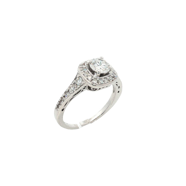 Diamond Halo White Gold Engagement Ring Modern