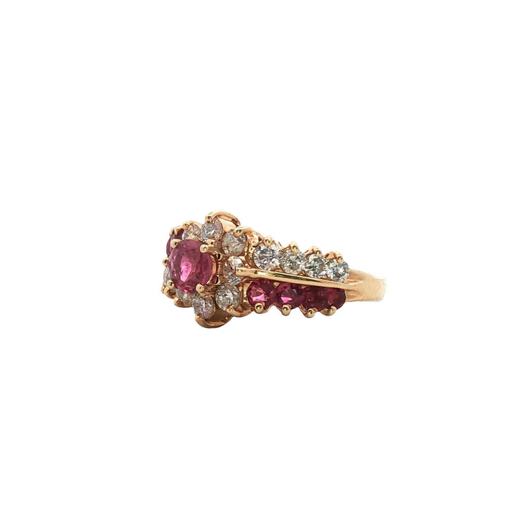 Ruby & Diamond 14 Karat Yellow Gold Cocktail Vintage Ring