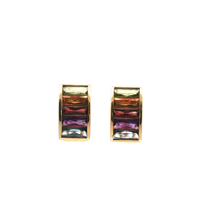 Rainbow Gemstone 18 Karat Yellow Gold Vintage Leverback Earrings H.Stern