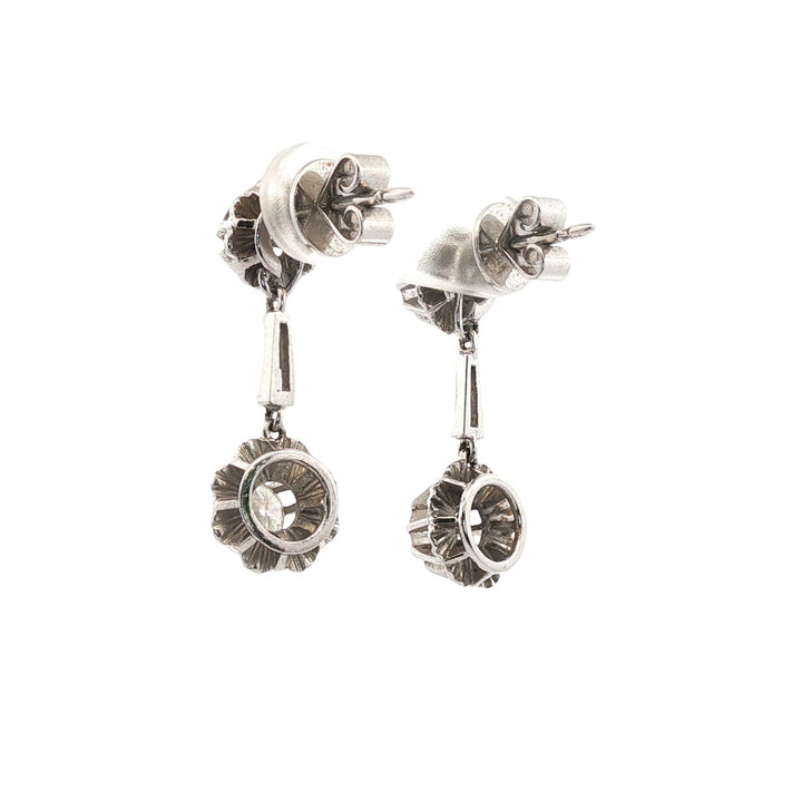 1950's Diamond 18 Karat White Gold Vintage Dangle Earrings
