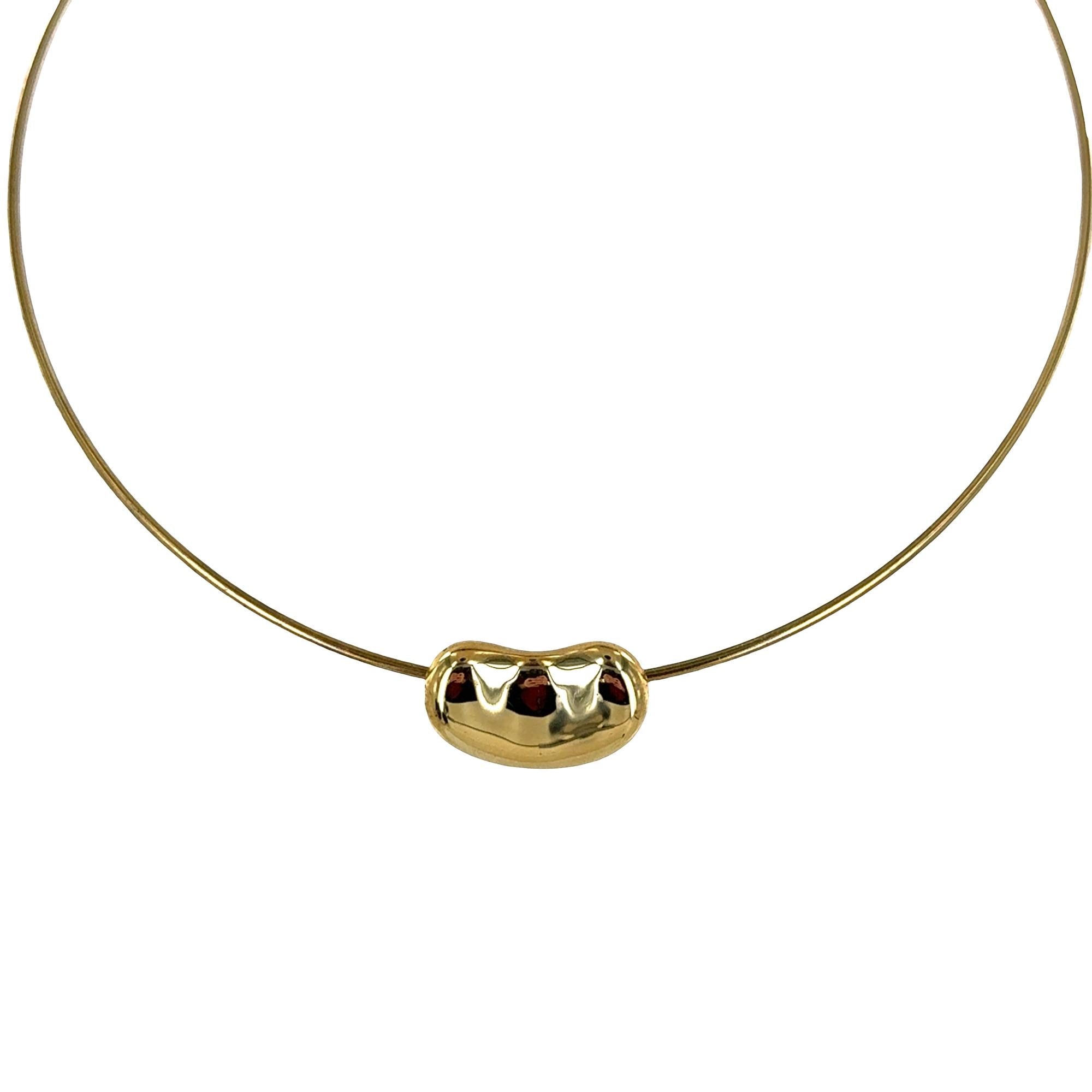 Tiffany & Company Elsa Peretti 18 Karat Yellow Gold Bean Choker Vintage Necklace