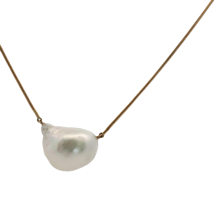 Baroque Pearl 18 Karat Yellow Gold Contemporary Pendant Necklace