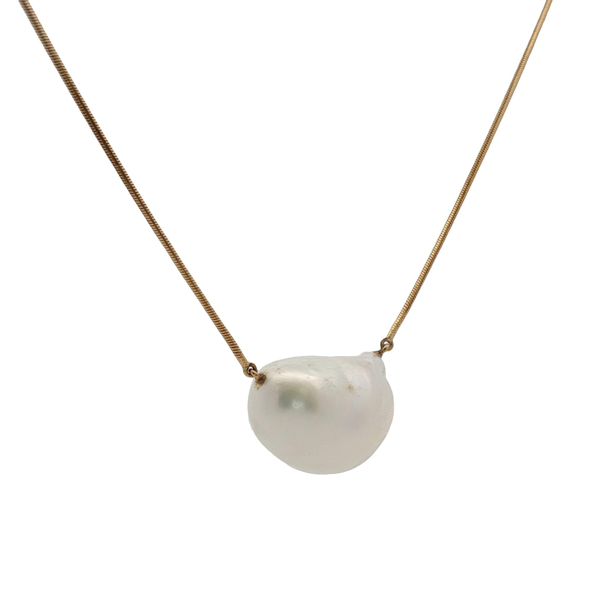 Baroque Pearl 18 Karat Yellow Gold Contemporary Pendant Necklace