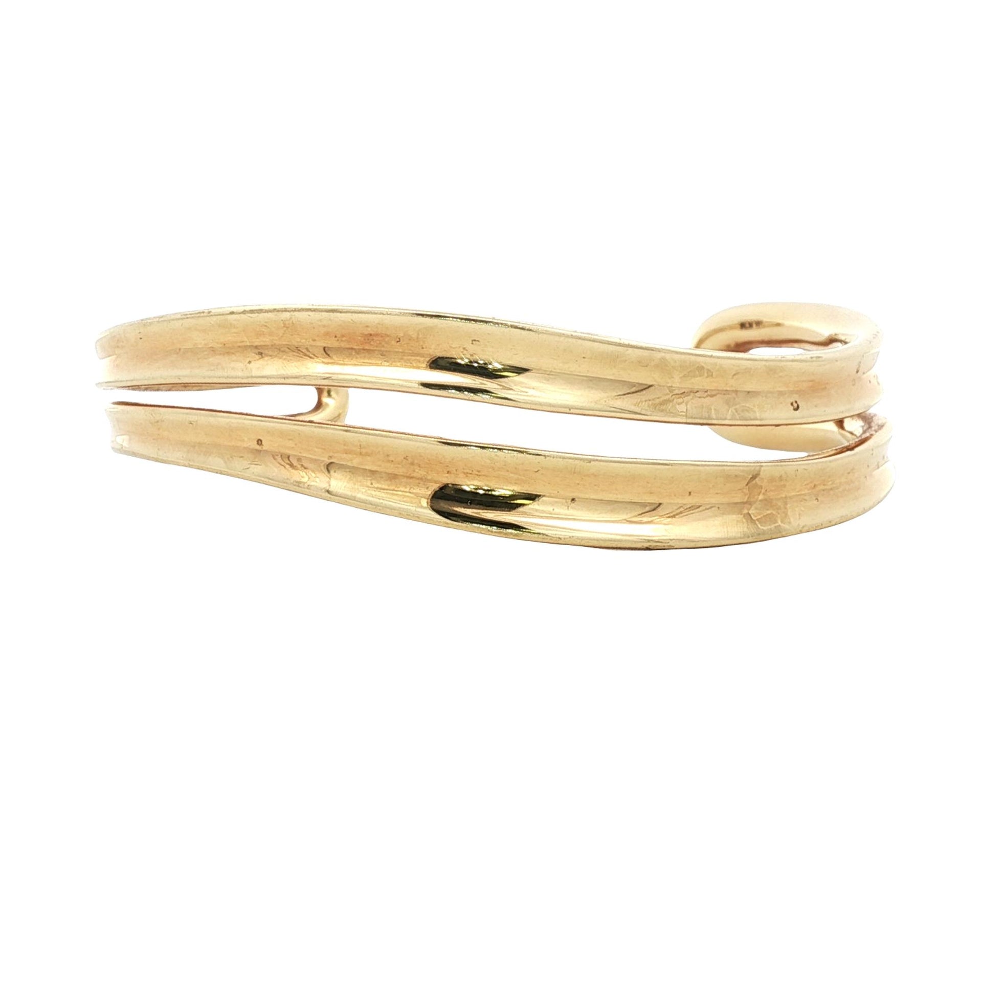 Robert Lee Morris 18 Karat Yellow Gold Two Row Solid Cuff Bangle Bracelet
