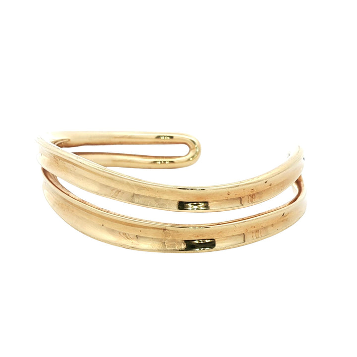 Robert Lee Morris 18 Karat Yellow Gold Two Row Solid Cuff Bangle Bracelet