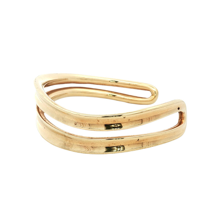 Robert Lee Morris 18 Karat Yellow Gold Two Row Solid Cuff Bangle Bracelet