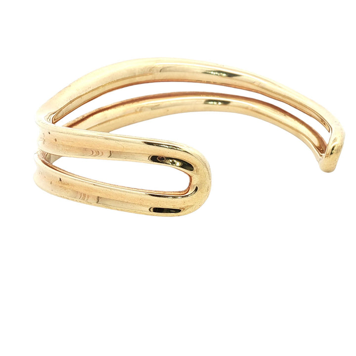 Robert Lee Morris 18 Karat Yellow Gold Two Row Solid Cuff Bangle Bracelet