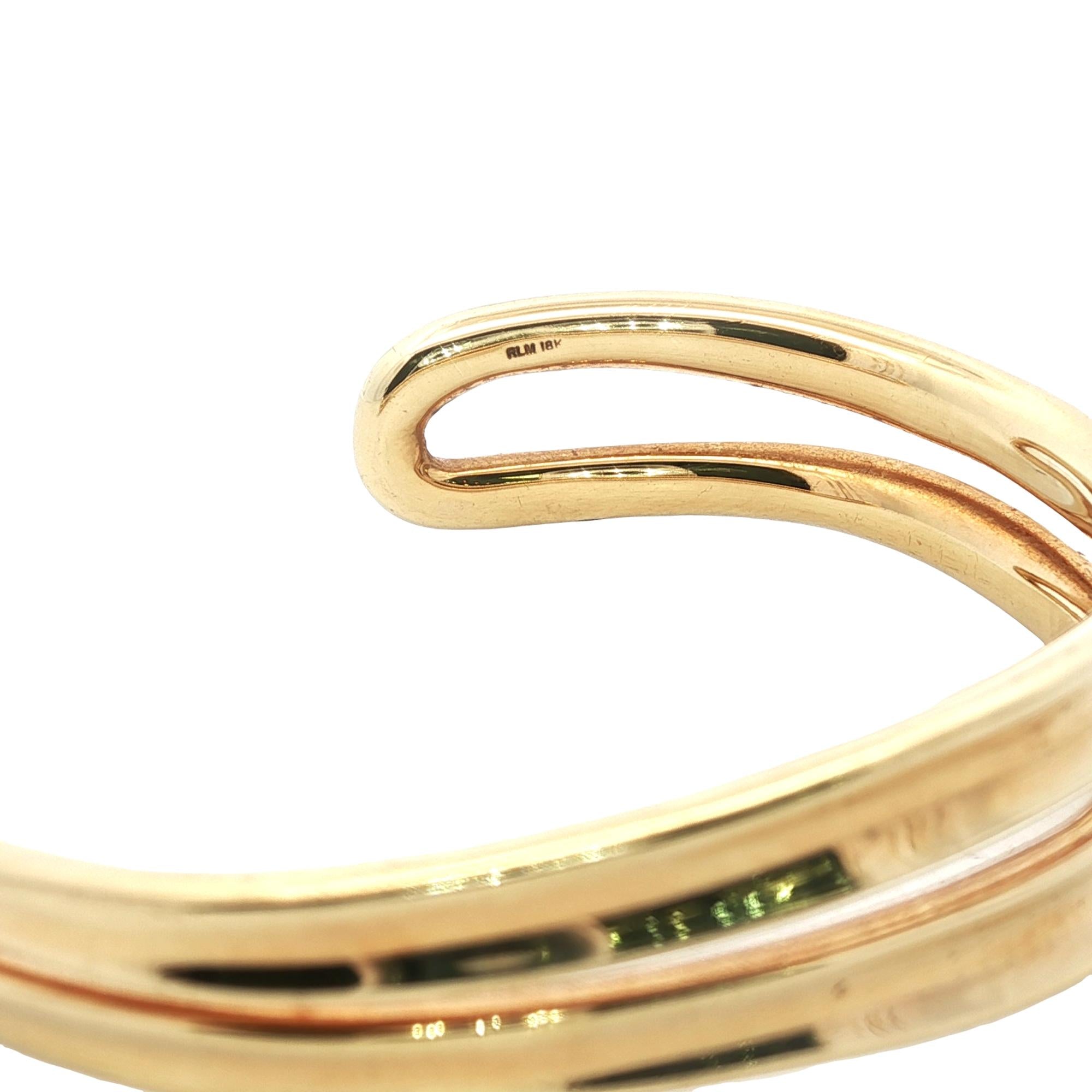 Robert Lee Morris 18 Karat Yellow Gold Two Row Solid Cuff Bangle Bracelet