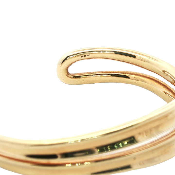 Robert Lee Morris 18 Karat Yellow Gold Two Row Solid Cuff Bangle Bracelet