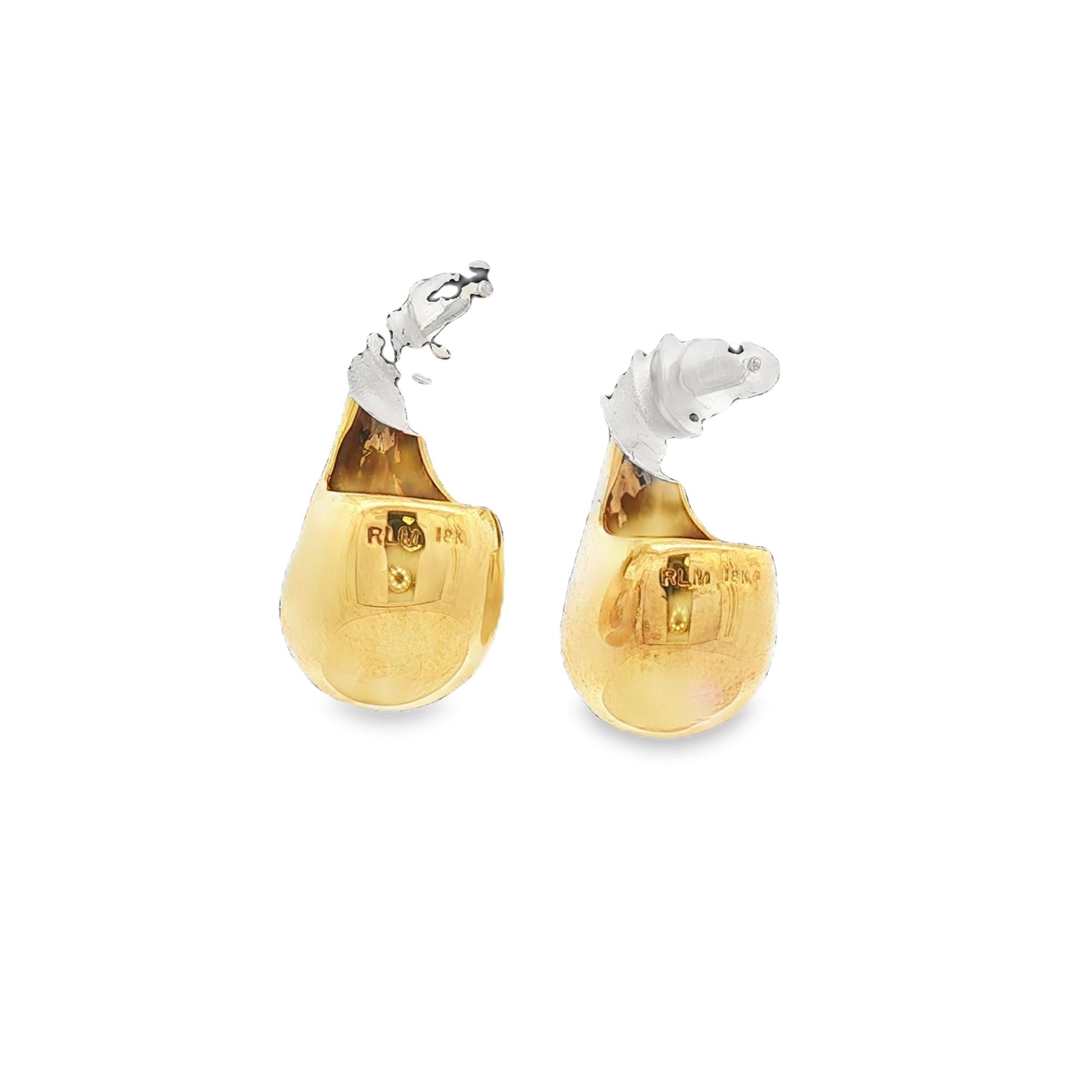 Robert Lee Morris 18 Karat Yellow Gold Teardrop Drop Vintage Earrings