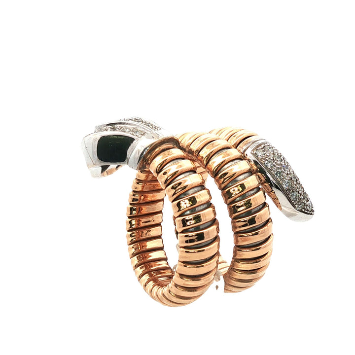 Flexible Diamond Snake 18 Karat Rose & White Gold Vintage Ring Crafted Italy