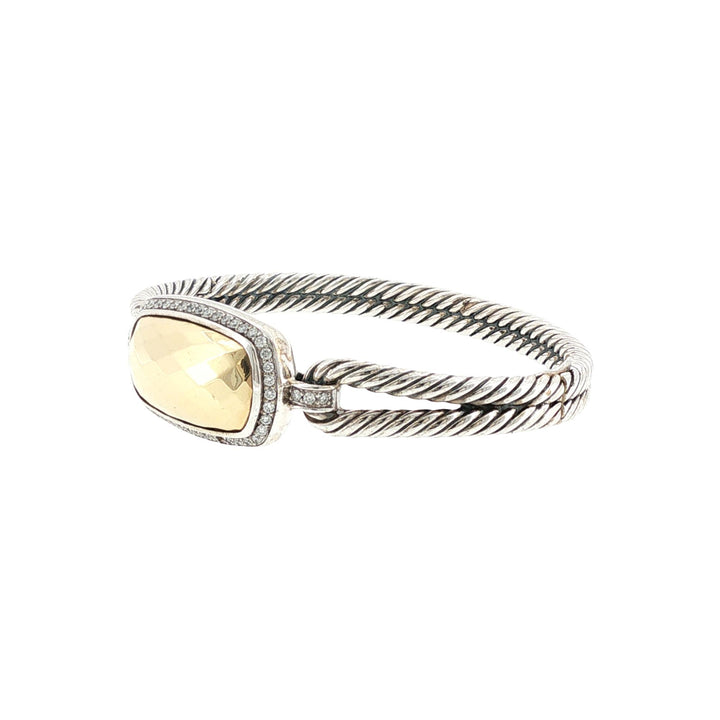 David Yurman Noblese Diamond 18KYG/SS Cable Bangle Bracelet