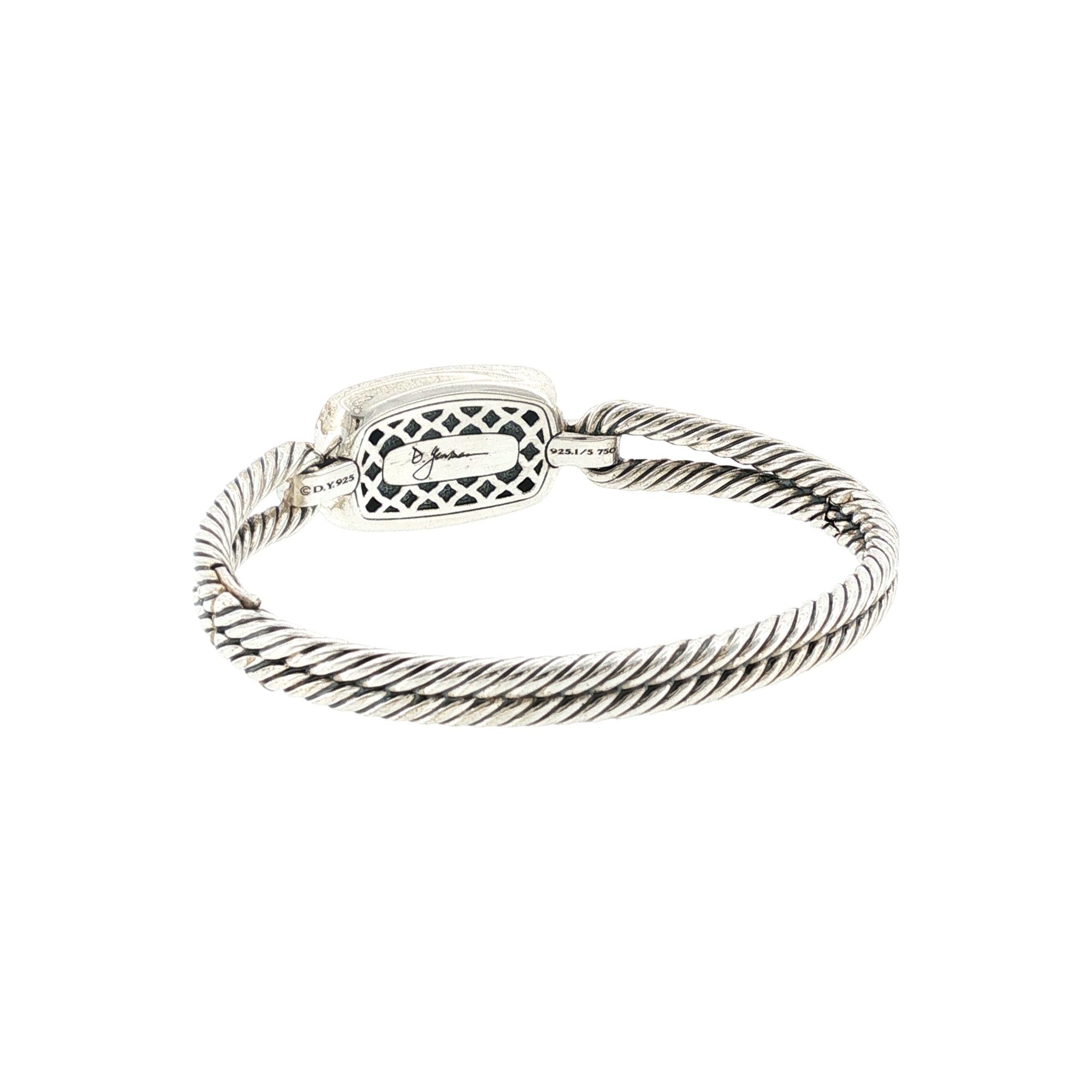 David Yurman Noblese Diamond 18KYG/SS Cable Bangle Bracelet